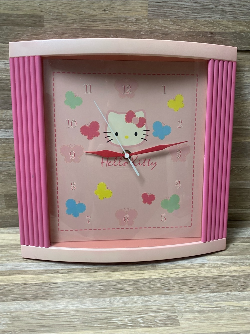 Hello Kitty Pink Frame Butterfly Accent Wall Clock
